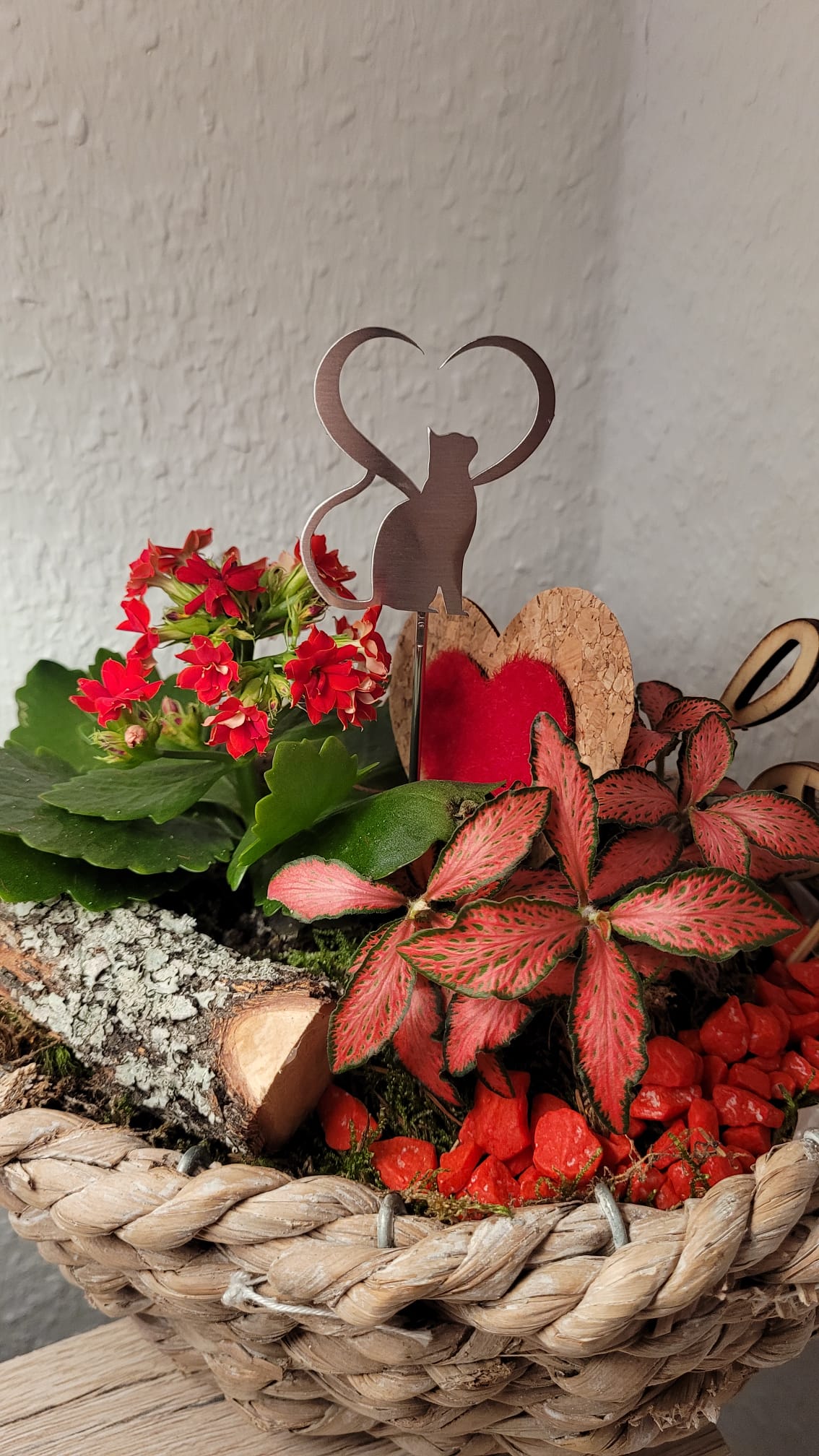 Blumenstecker „Katze mit Herz"