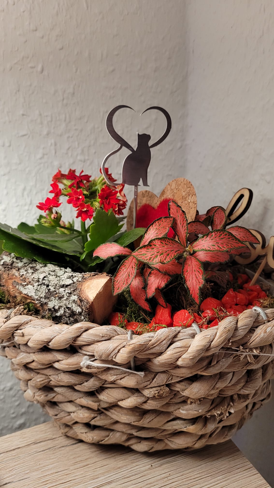 Blumenstecker „Katze mit Herz"
