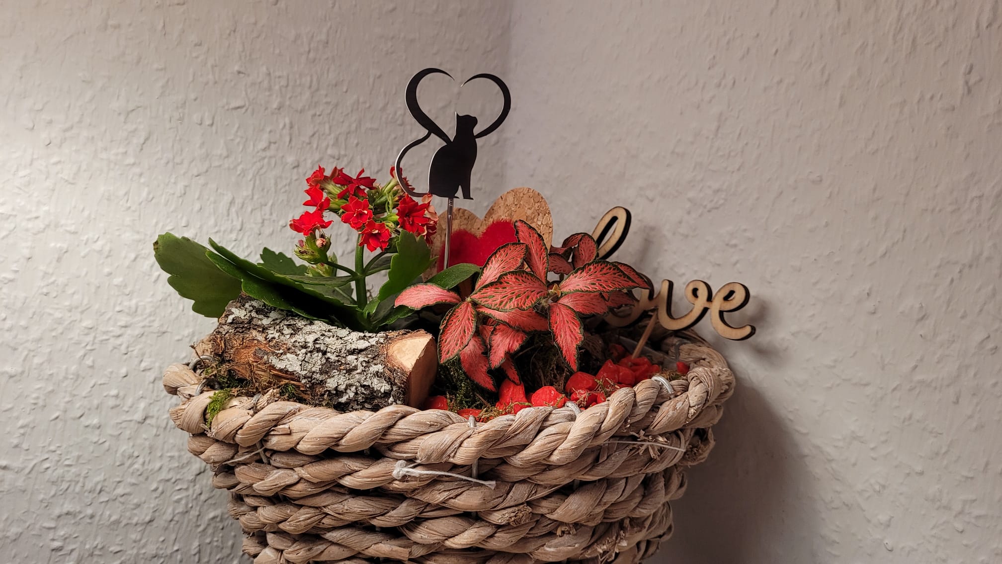 Blumenstecker „Katze mit Herz"